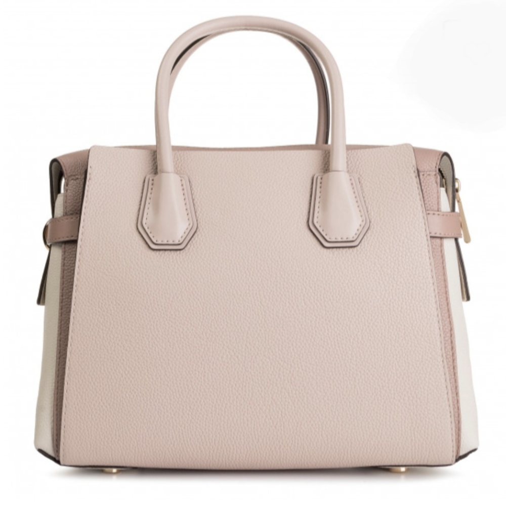 Michael Kors Mercer Medium Tri-Color Pebbled Leather Belted Satchel - Picture 2 of 14